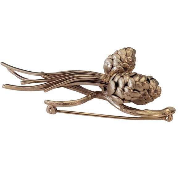 1-20 12K GF Gold Filled Pine Cone Limb Brooch E580 - Picture 5 of 9